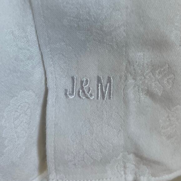 Johnston & Murphy Button Up Shirt Tailored Fit Sz L White Tonal Paisley Cotton - Picture 6 of 16